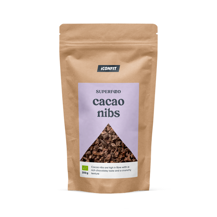 ICONFIT Bioloģiskas neapstrādātas kakao pupiņu skaidiņas (200 g)