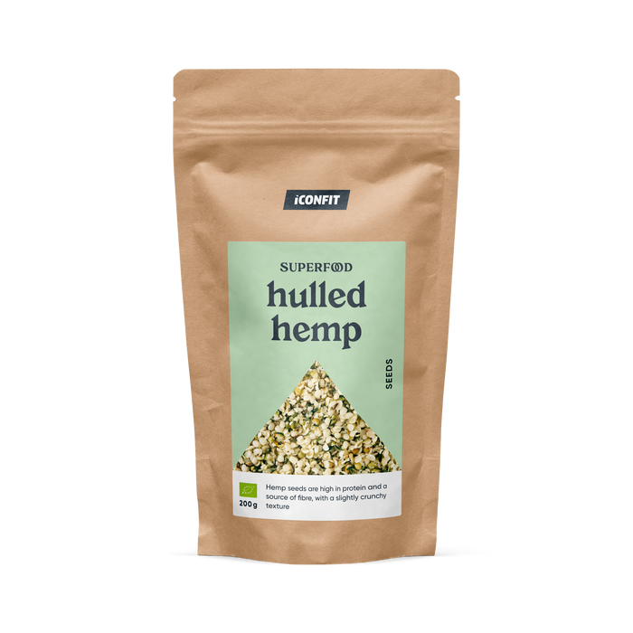 ICONFIT Økologiske hulrede hampfrø (200 g)
